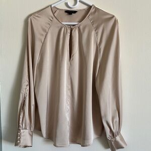 Gold Relaxed Blouse with Keyhole Neckline